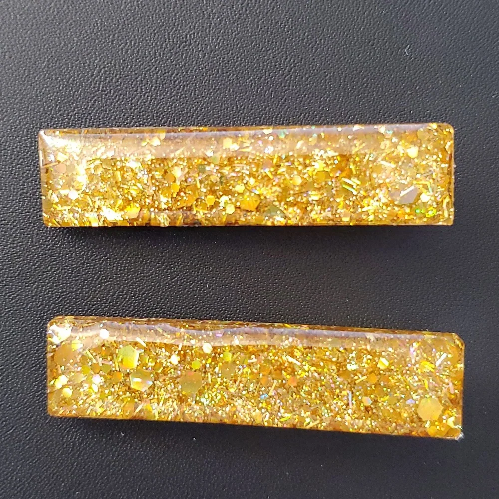 🎁5/$25🎁 Hand-made HandCrafted Glitter Vibes Resin Hair clip Barrettes New